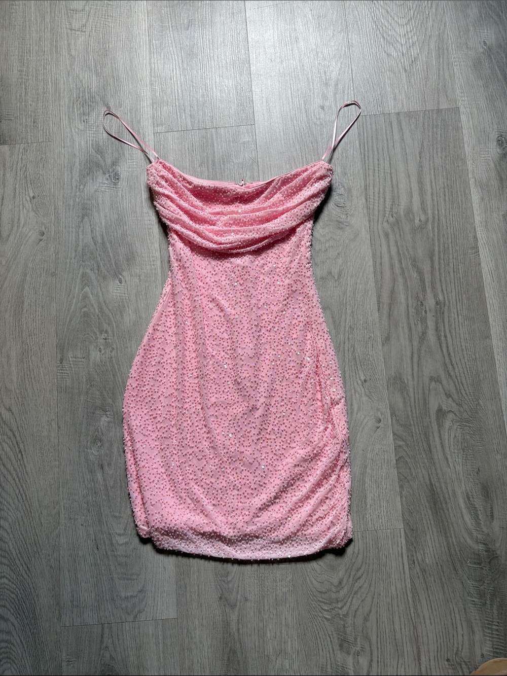 Windsor Pink Sequin Cowl Neck Mini Dress